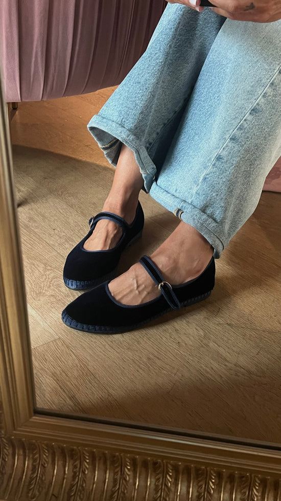 Mary Jane in velluto Blu