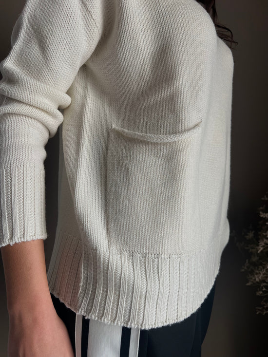 Maglia Oversize Solo Tre in Pura Lana Panna