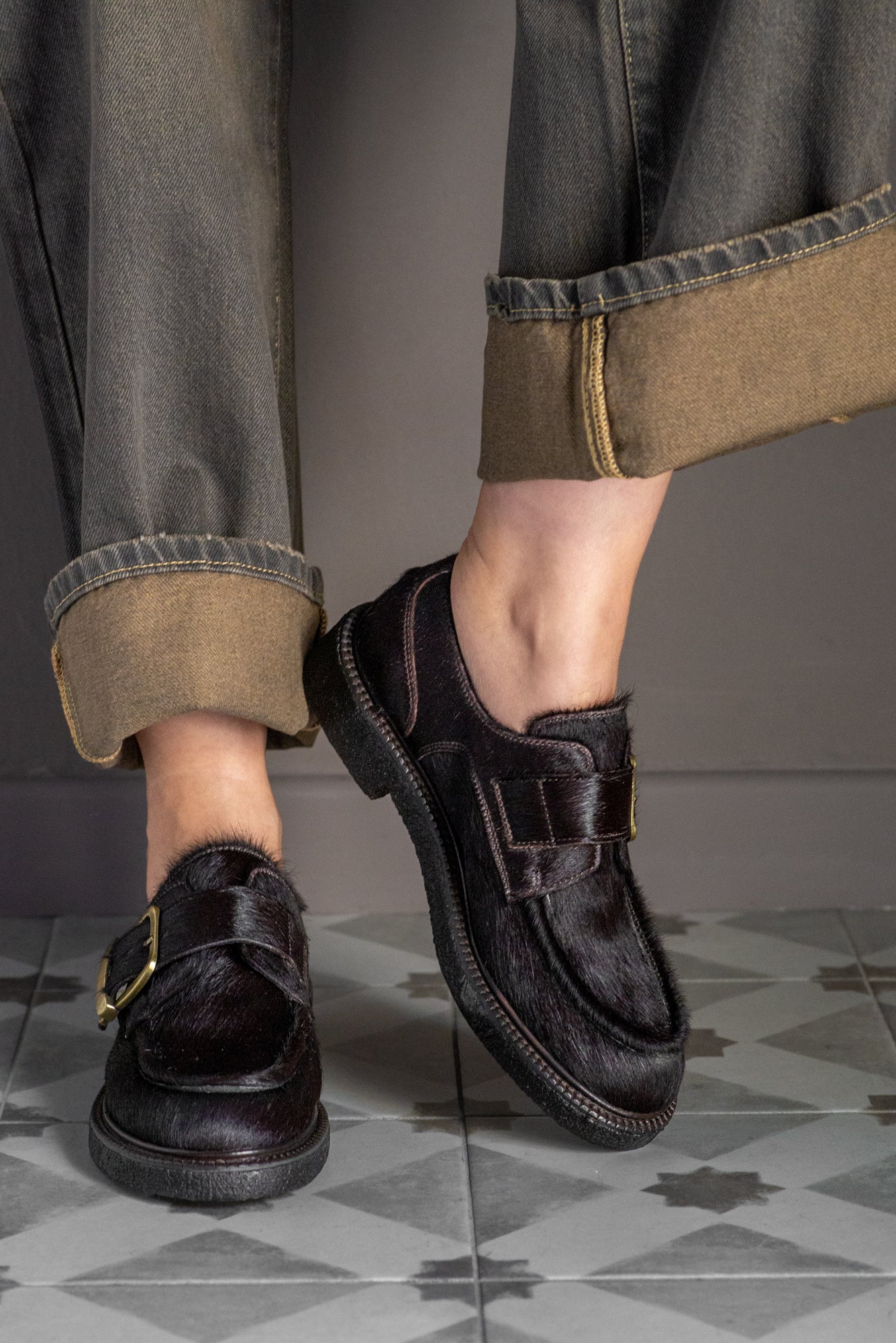 Mocassino monkstrap in cavallino moro