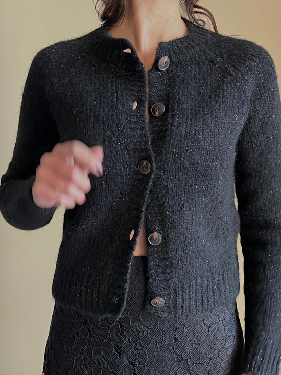 Cardigan girocollo nero