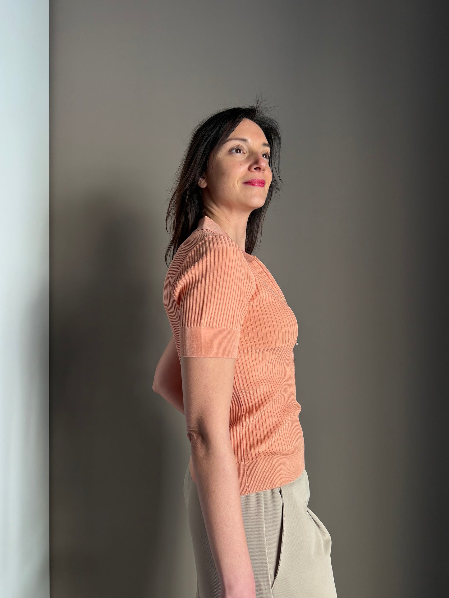 Polo in maglia a costine