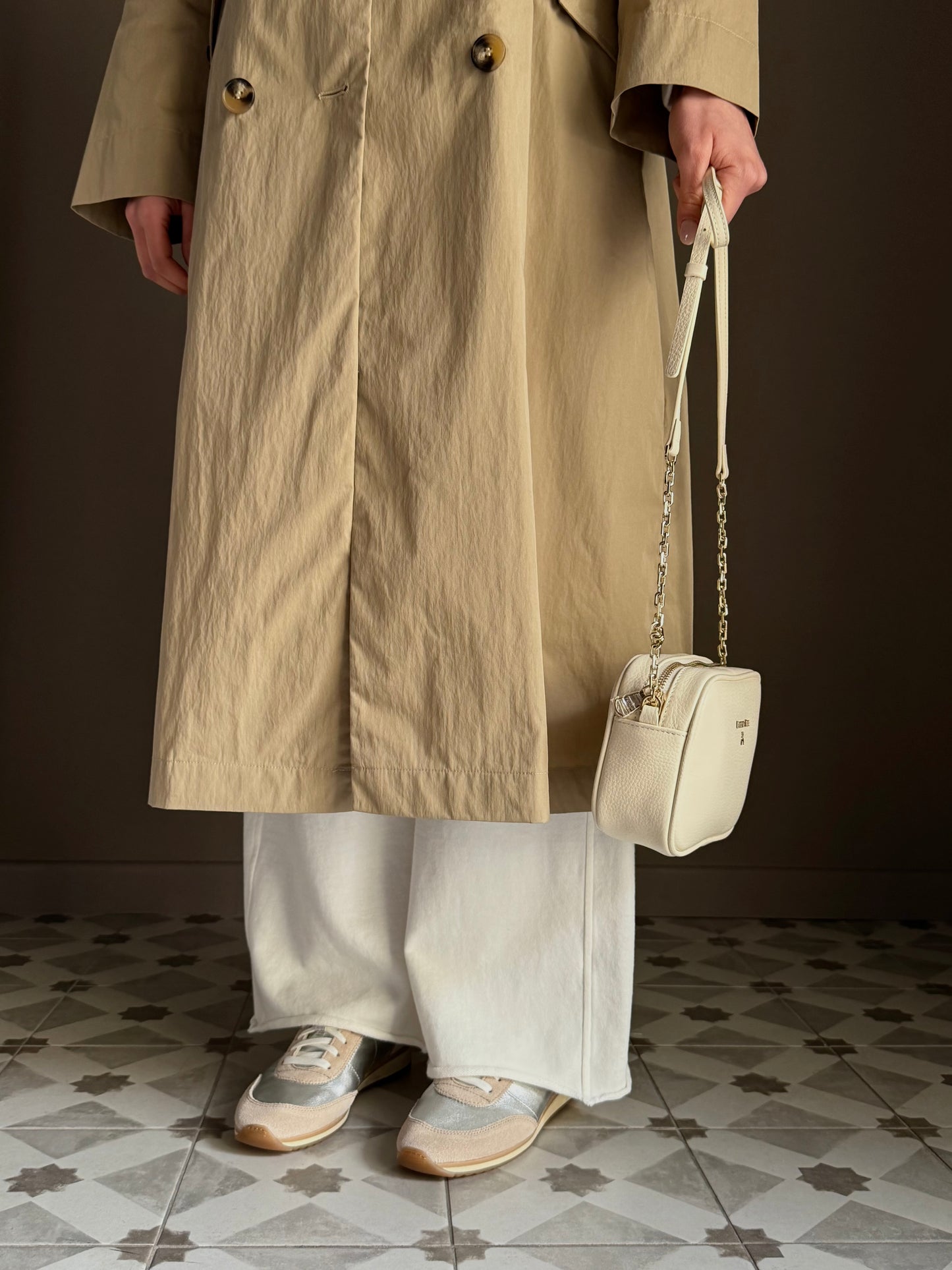 Borsa camera case in pelle wooly White