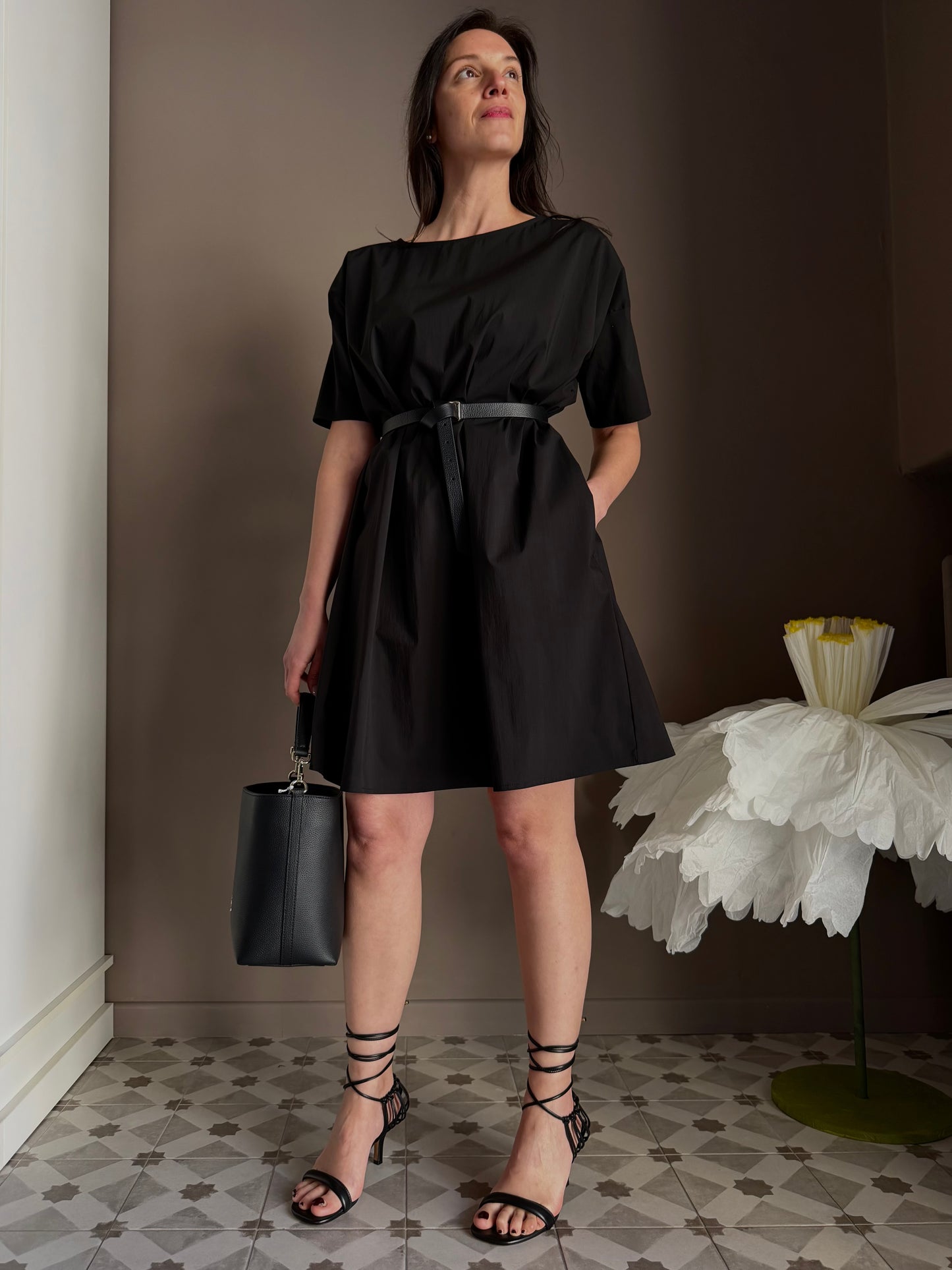 Abito So Allure in cotone nero svasato