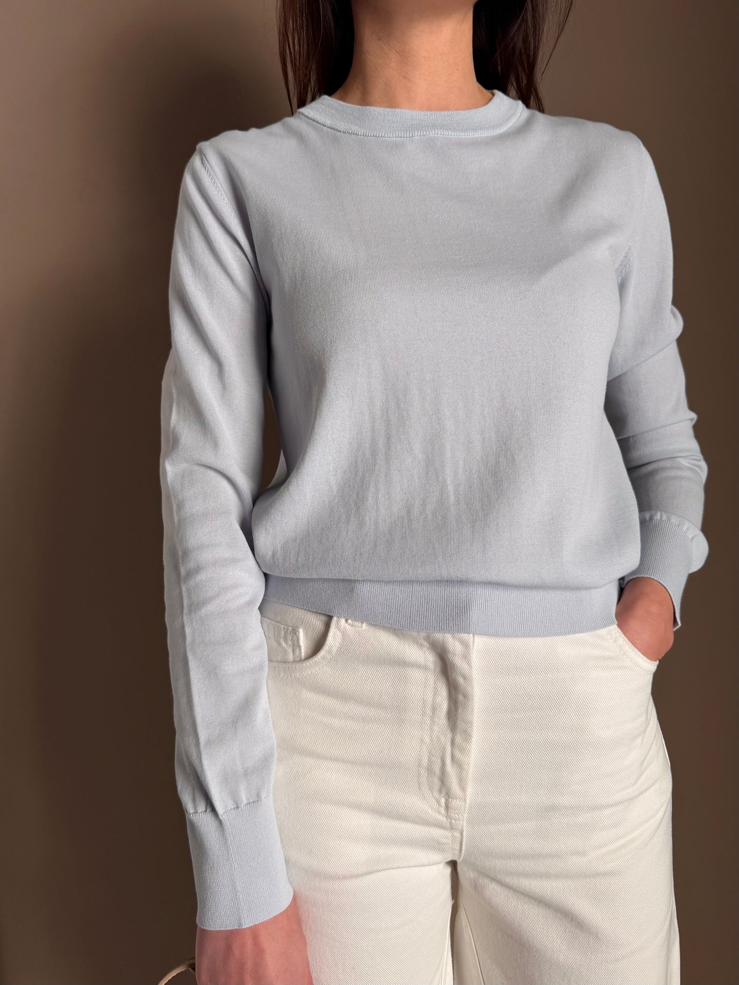 Maglia girocollo in cotone Lagon Blu