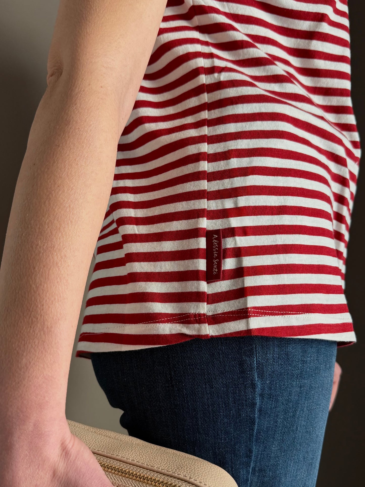 T-shirt boxy a righe manica corta