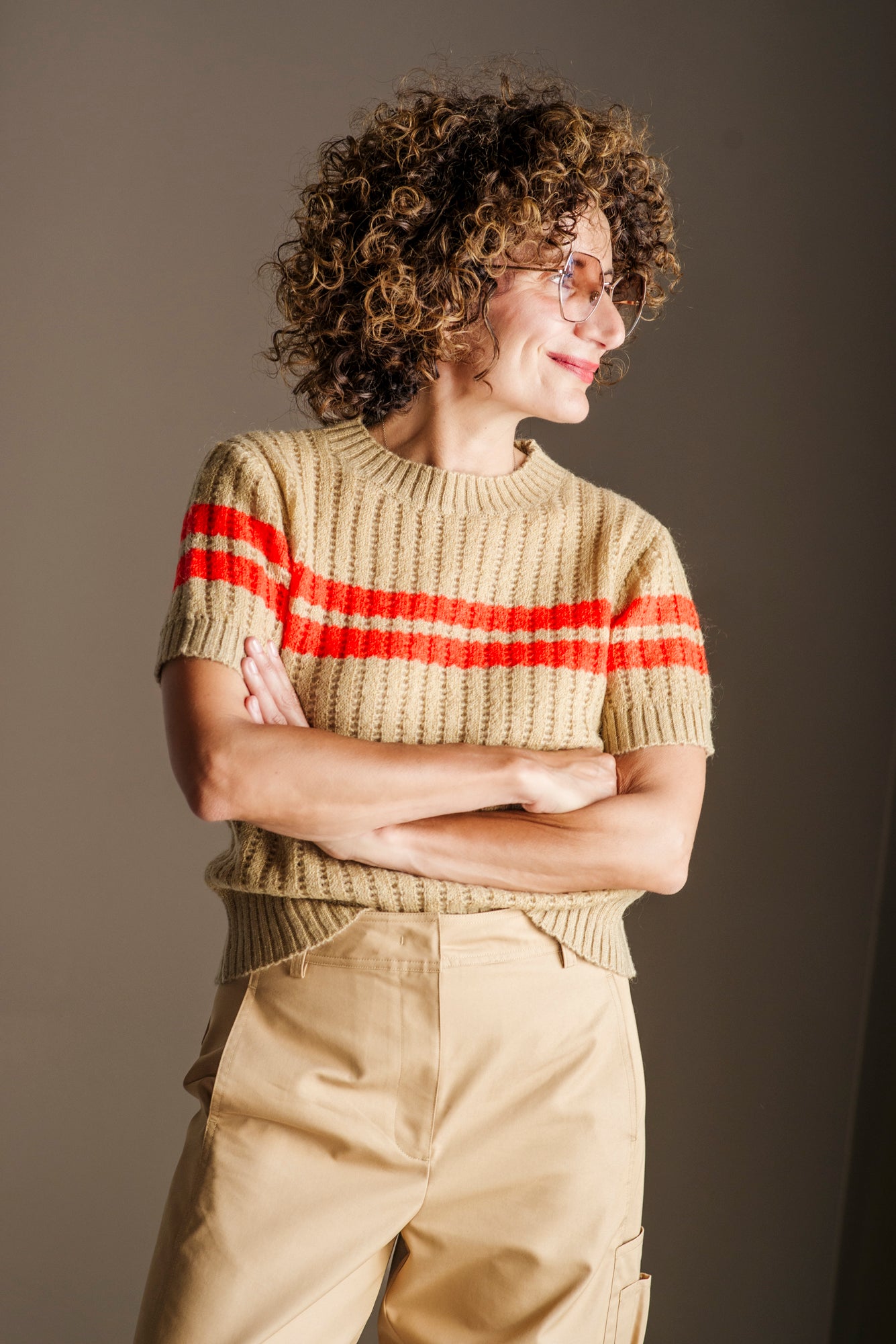 Maglia a coste beige Orange