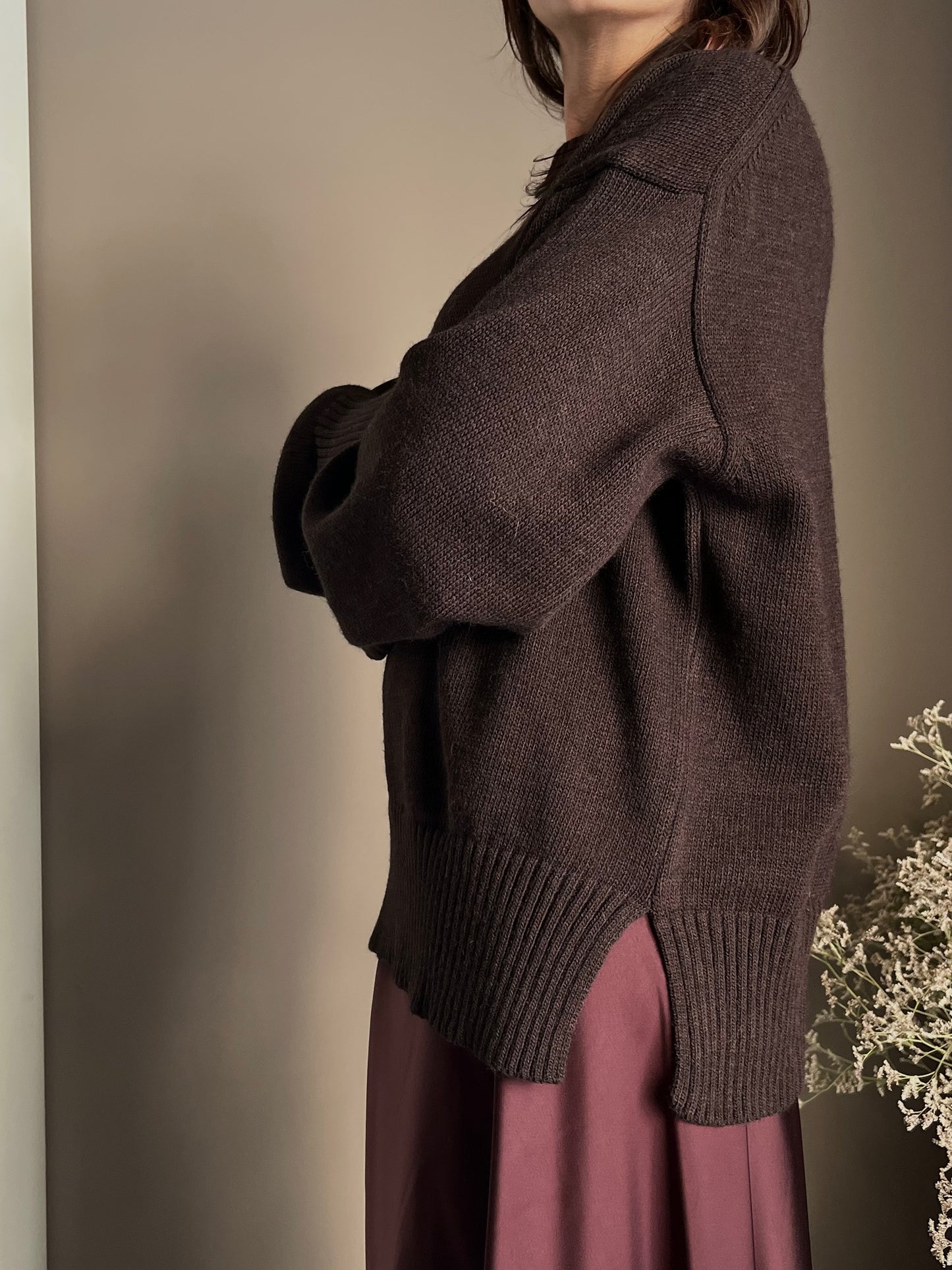 Maglia oversize girocollo Fondente