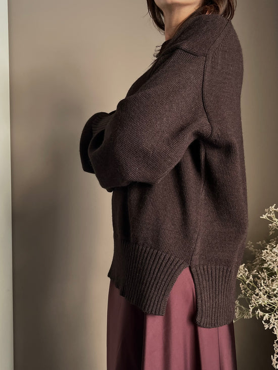 Maglia oversize girocollo Fondente