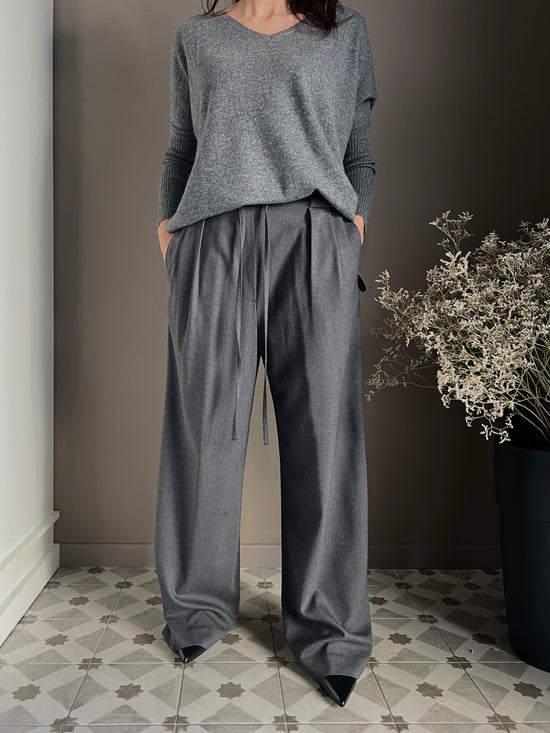 Pantaloni a palazzo con coulisse grigio
