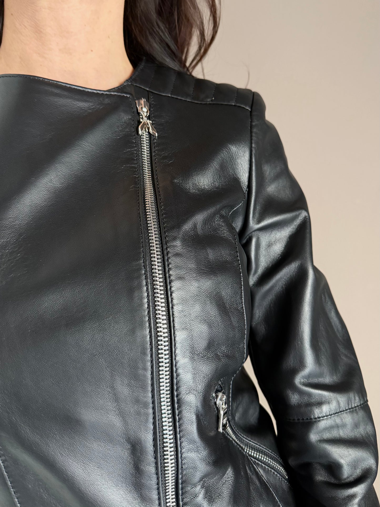 Giacca biker in pelle