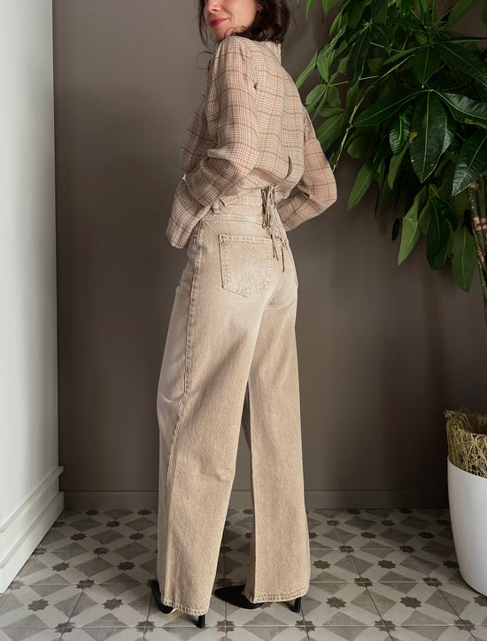 Pantalone Denim a gamba larga beige