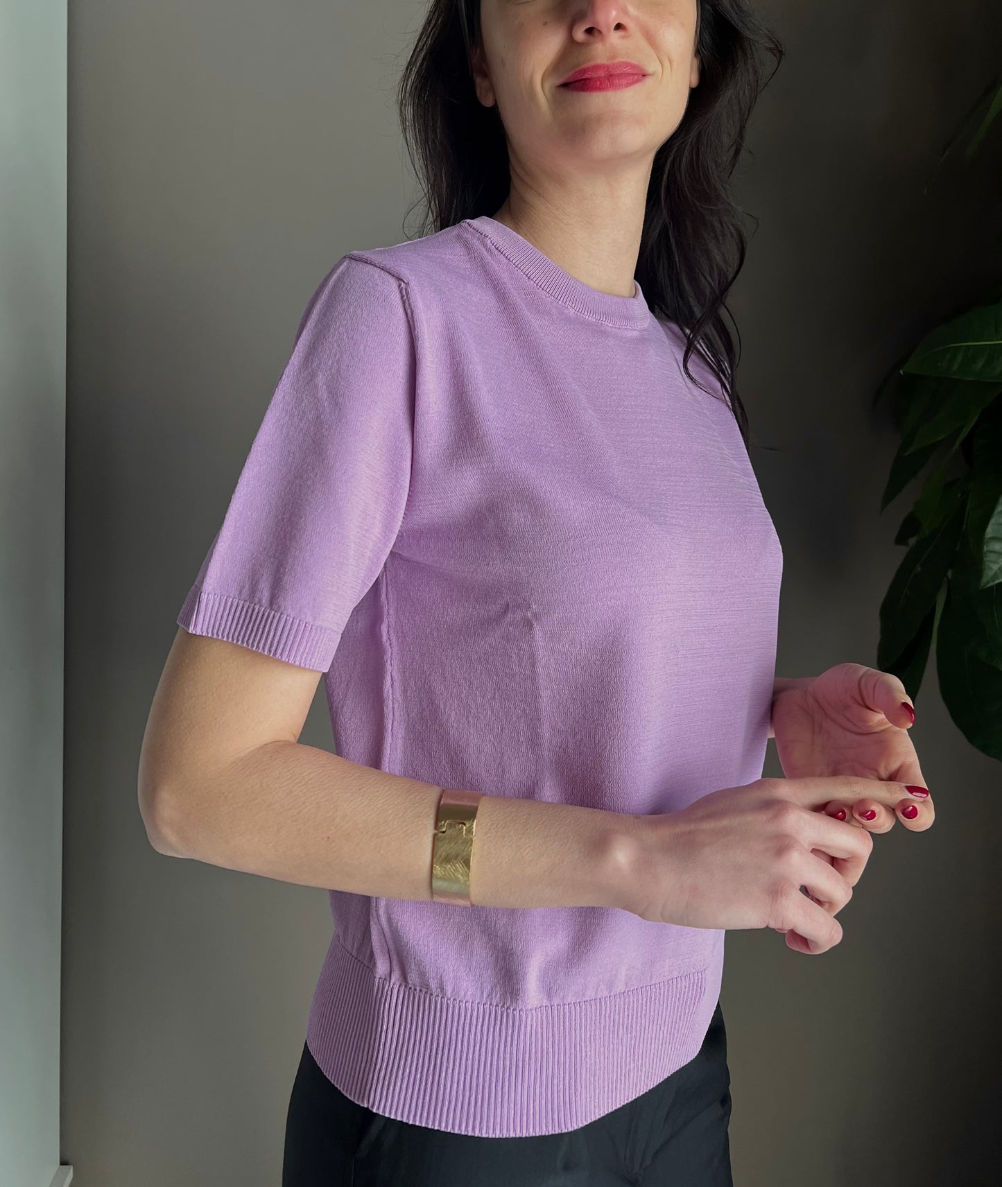 Maglia in viscosa manica corta lilac