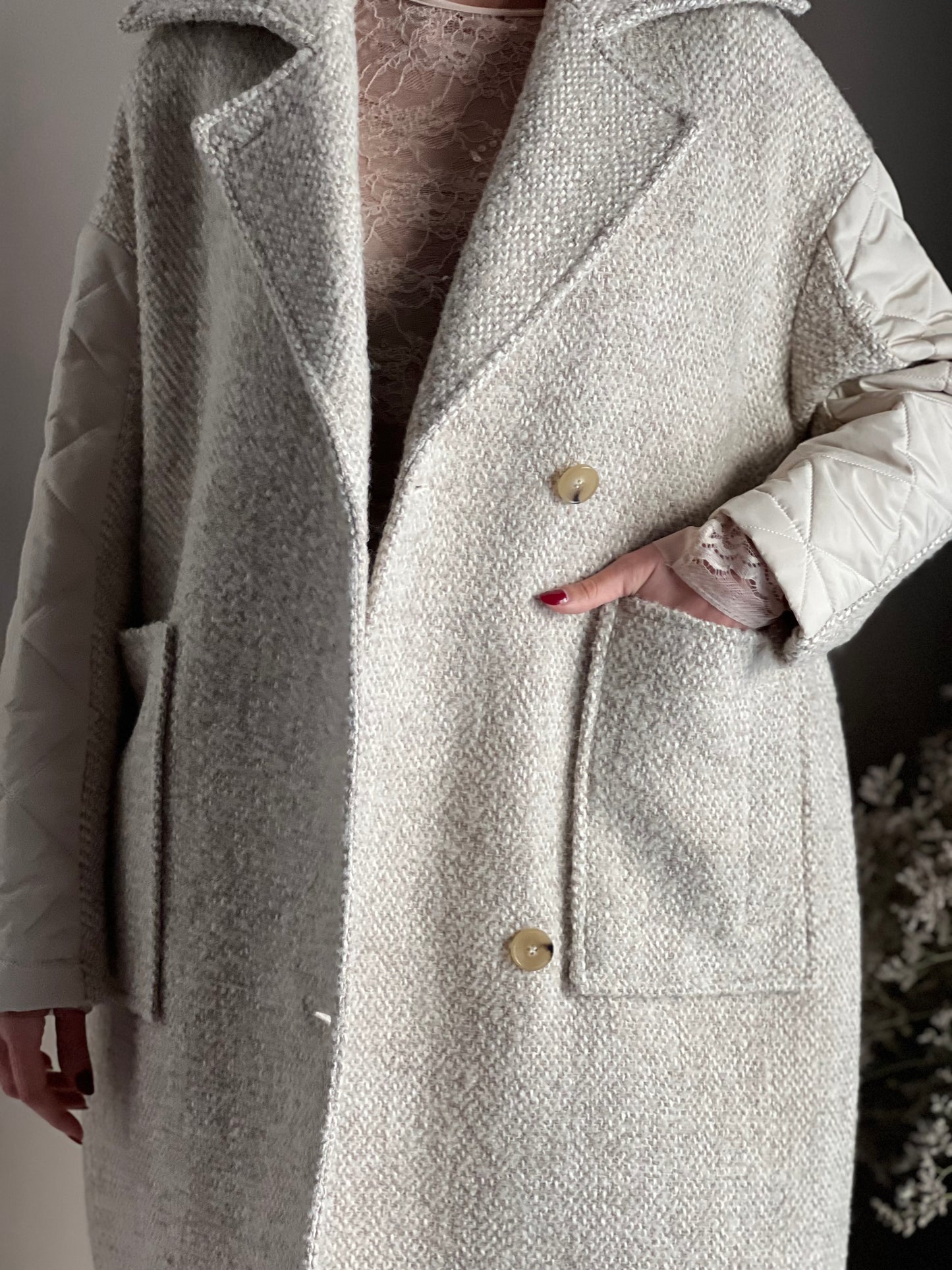 Cappotto midi in misto lana