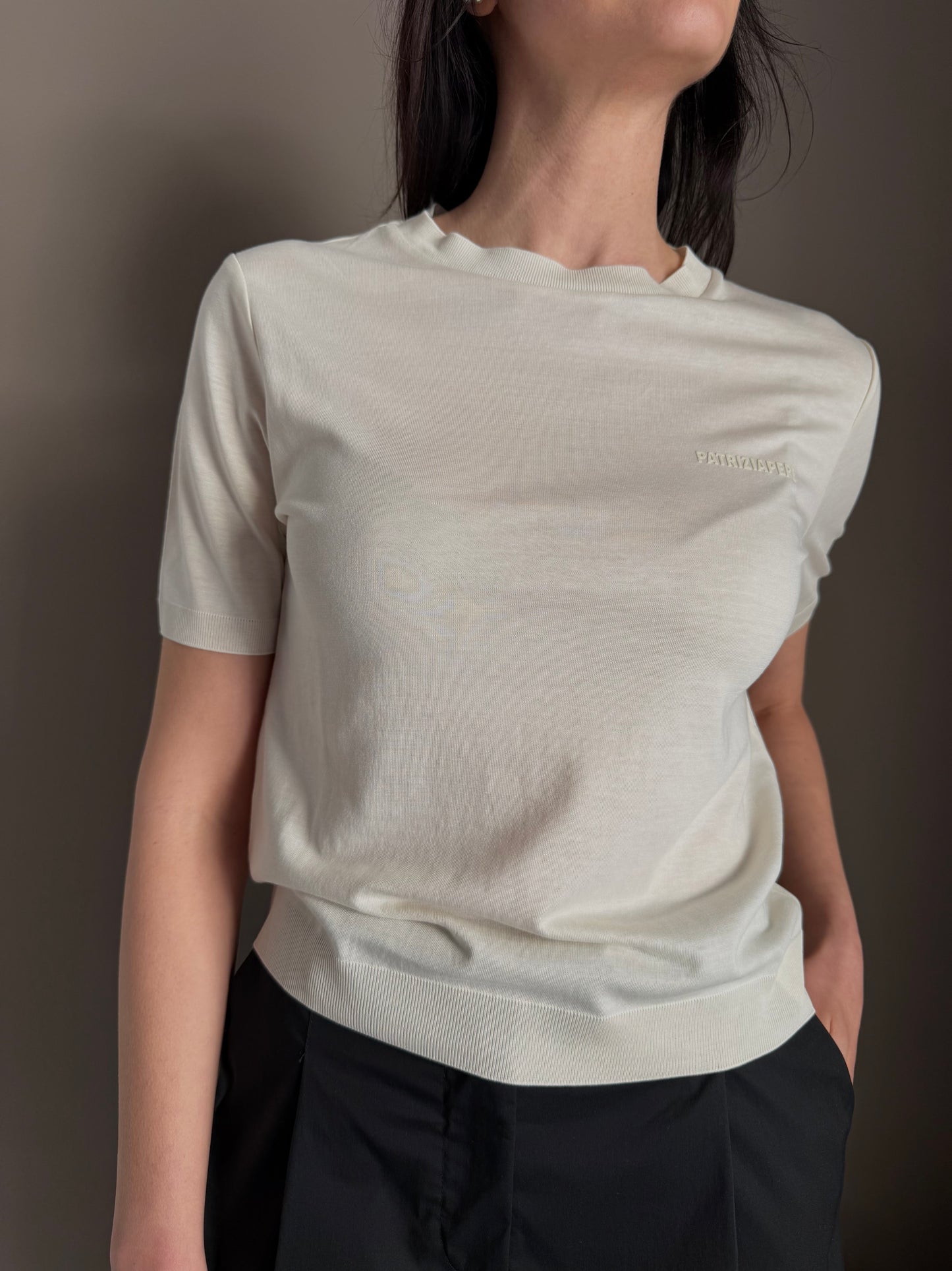 T-shirt in filo Pearl Ivory
