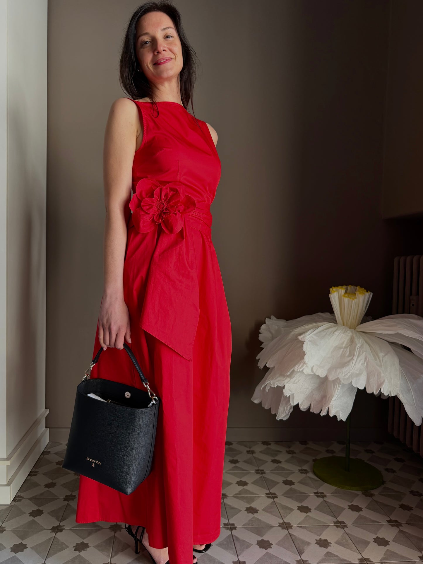 Abito Lungo Nenette in Cotone Rosso