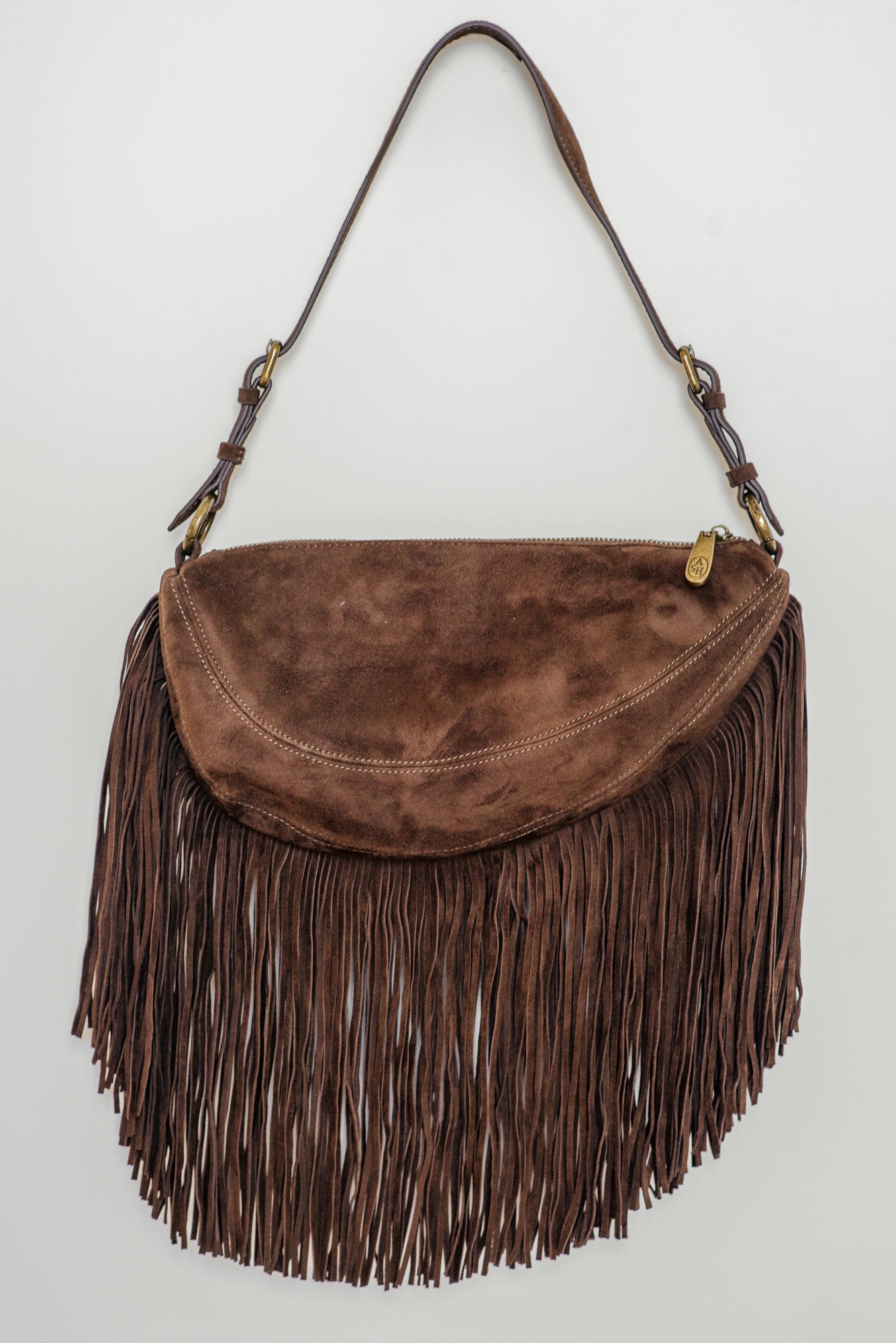 Borsa in suede con frange