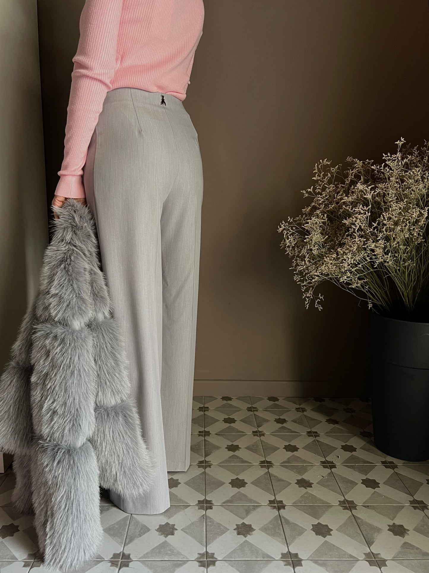 Pantalone elegante a palazzo “Essential” Gray melange
