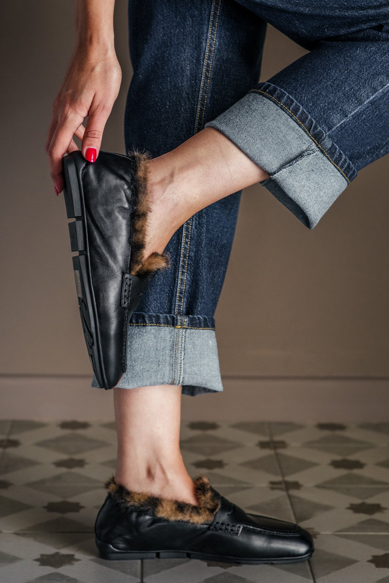Mocassino Ash in Pelle con Interno Leopardato