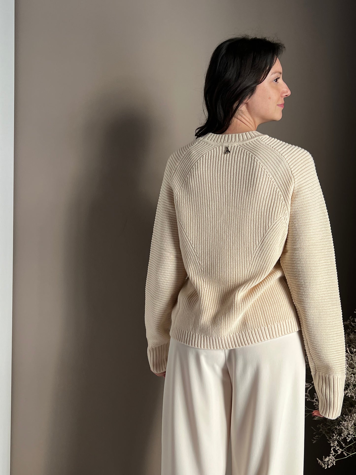 Maglia girocollo in misto lana Wooly White