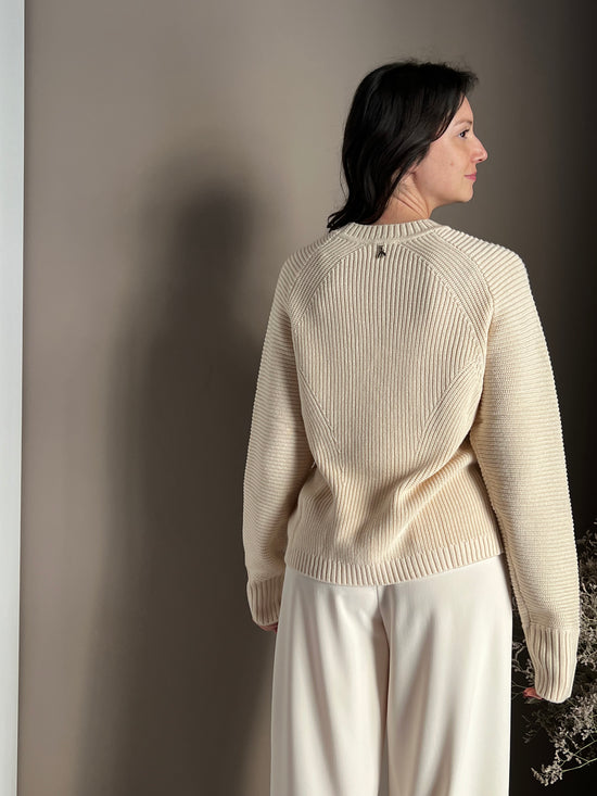 Maglia girocollo in misto lana Wooly White