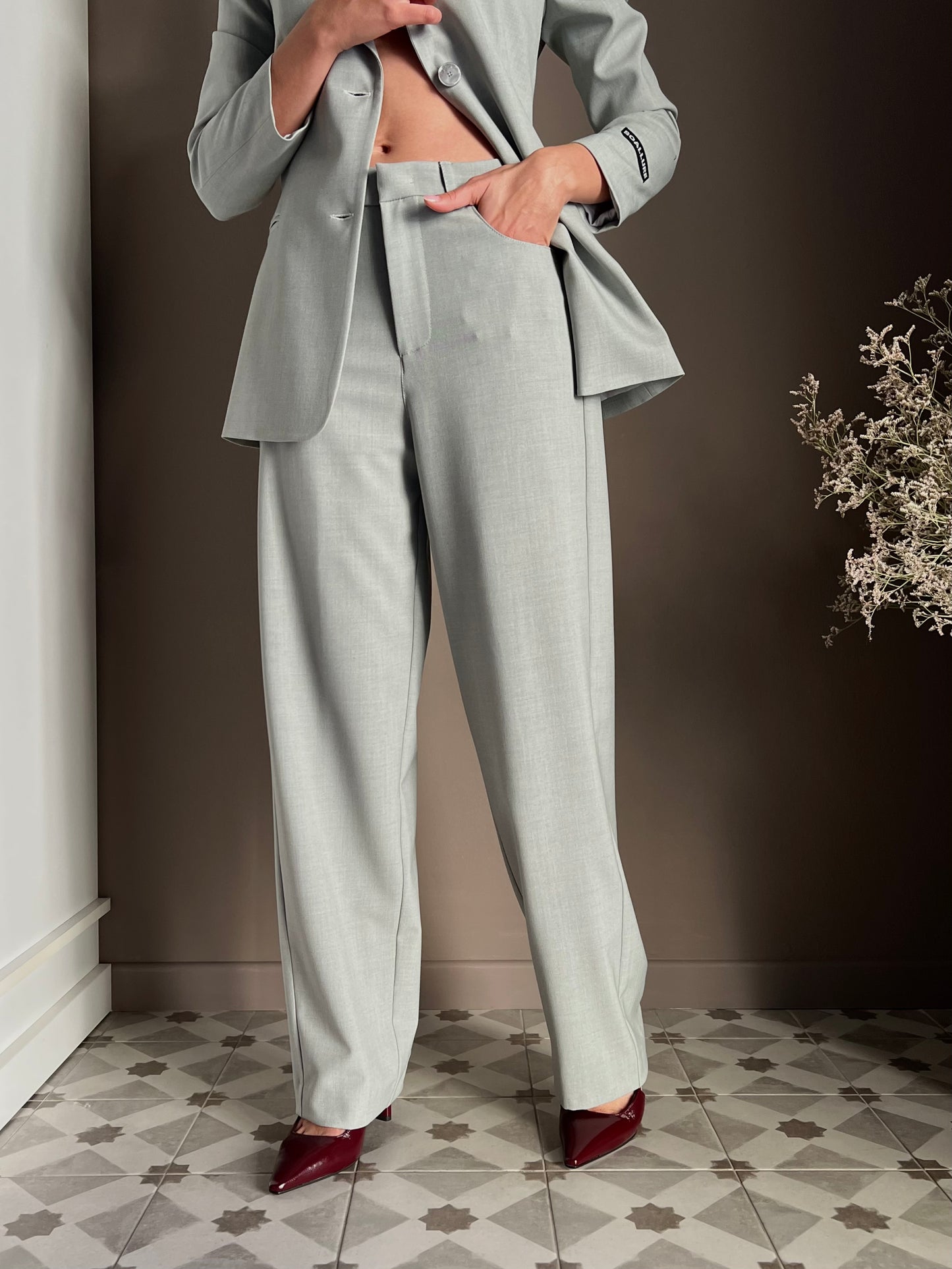 Pantalone morbido salvia