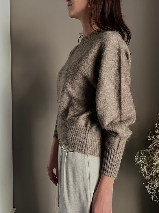 Maglia girocollo in Yak e Cashmere taupe