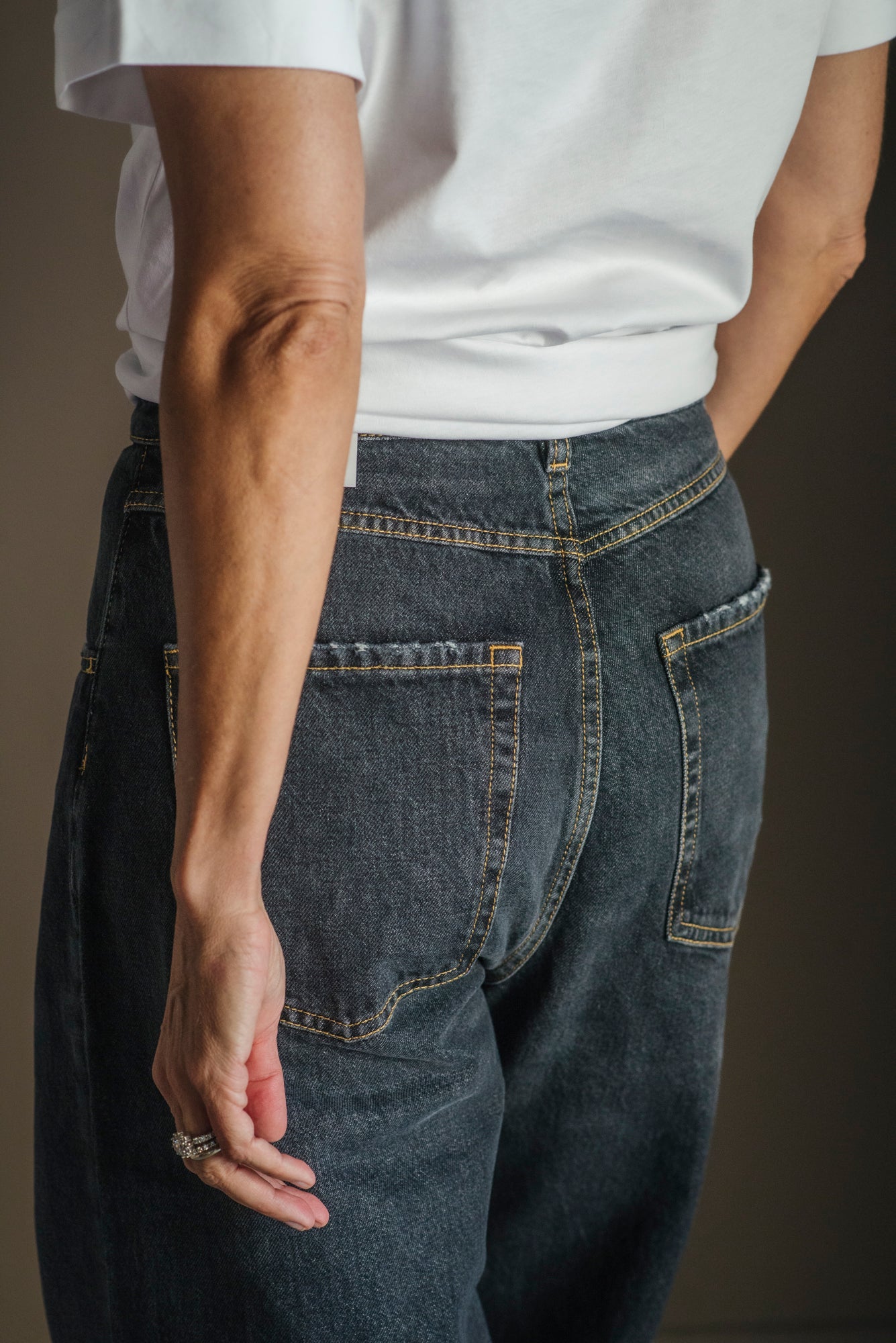 Pantalone denim modello Poppy- Grigio nero