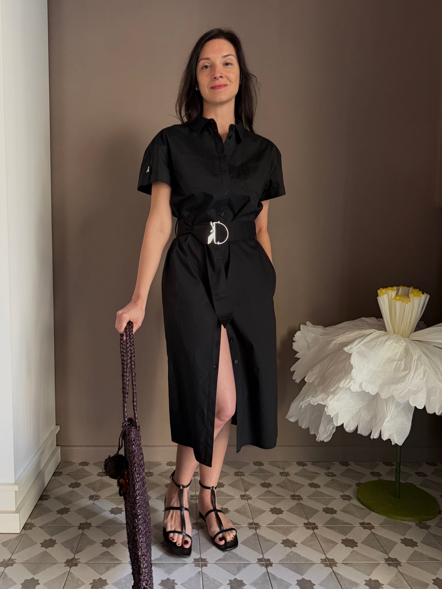 Chemisier in cotone nero