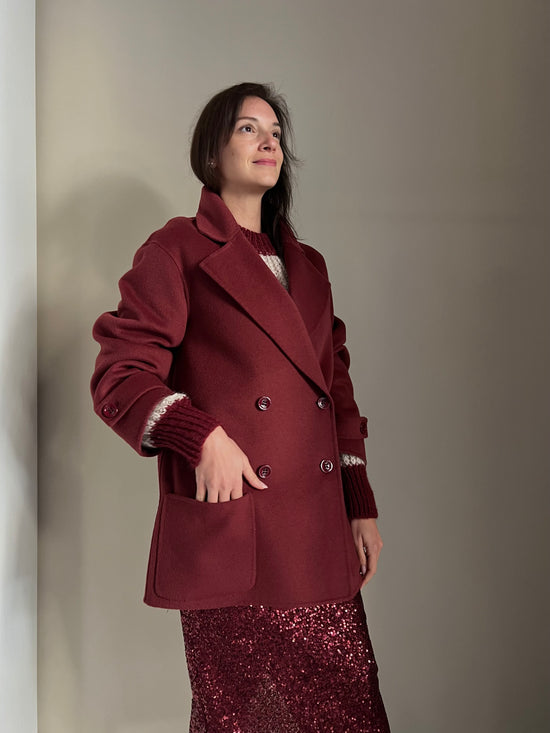 Cappotto doppiopetto burgundi