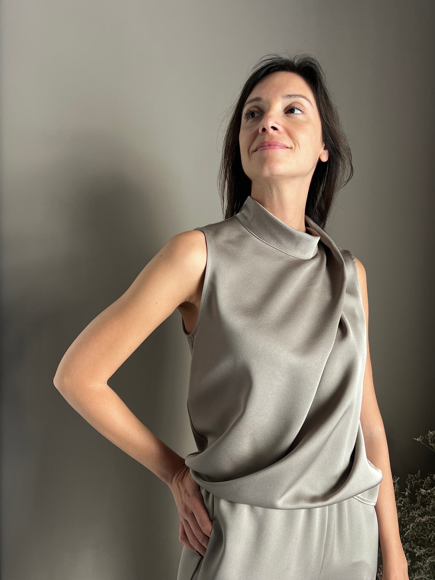 Top drappeggio  taupe