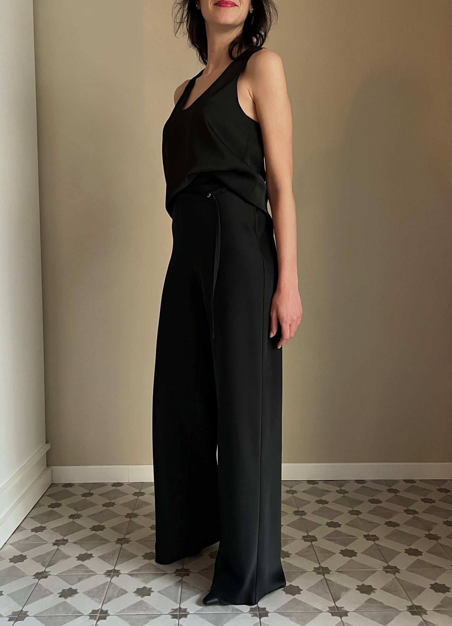 Pantaloni in raso con cinturino