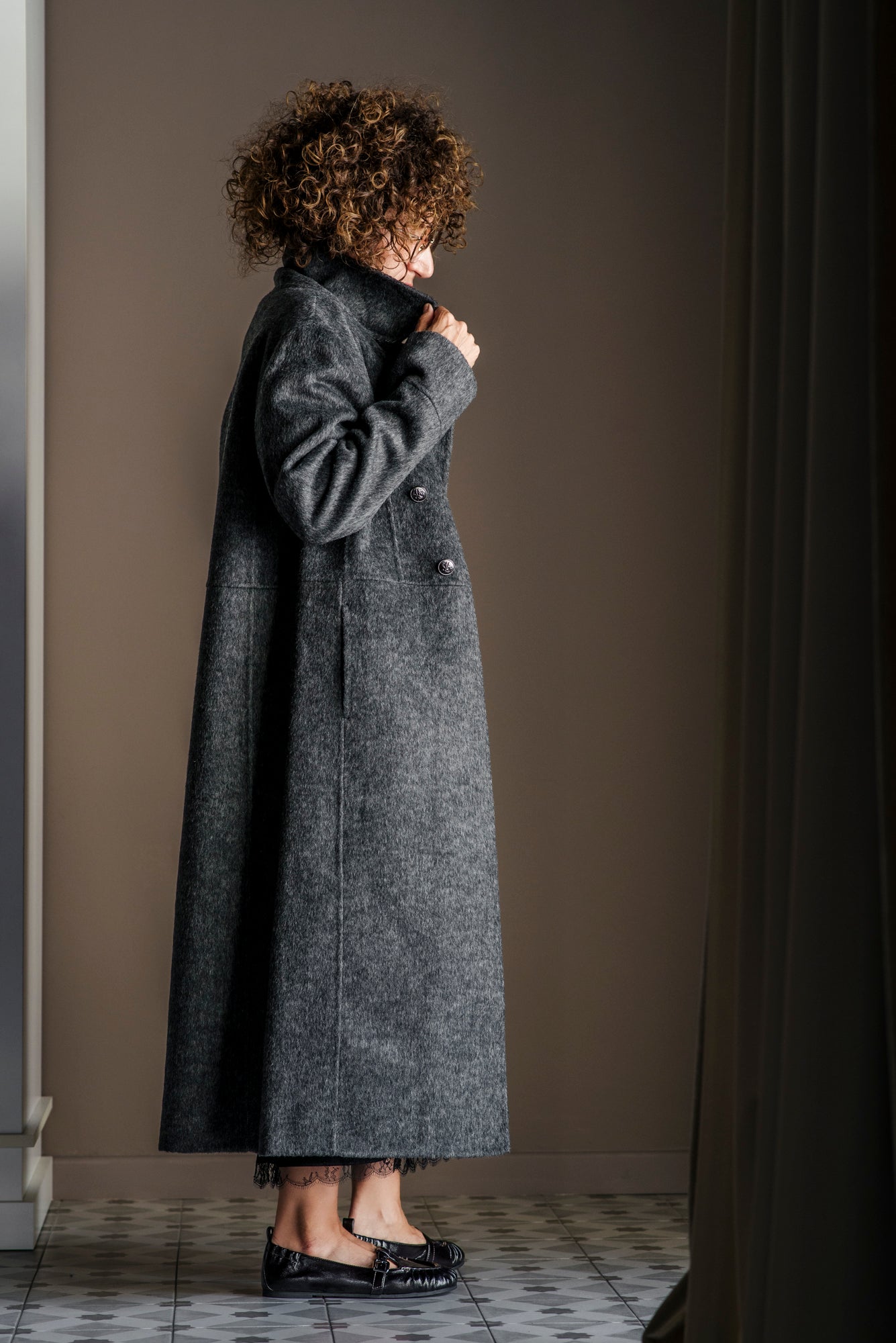 Cappotto doppio petto in panno di lana