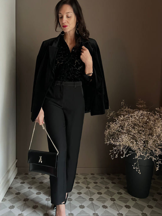 Camicia a body in velluto flocking