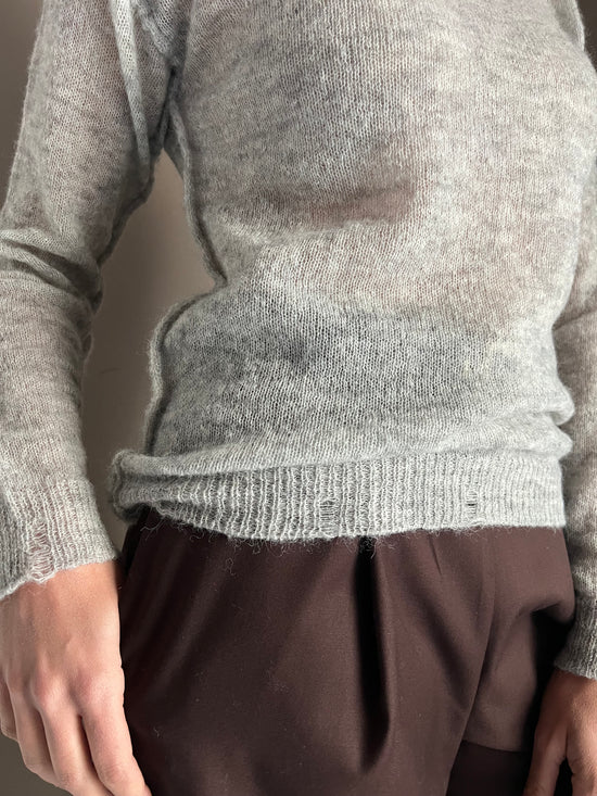 Maglia girocollo in lana e alpaca Noumeno Concept grigio perla