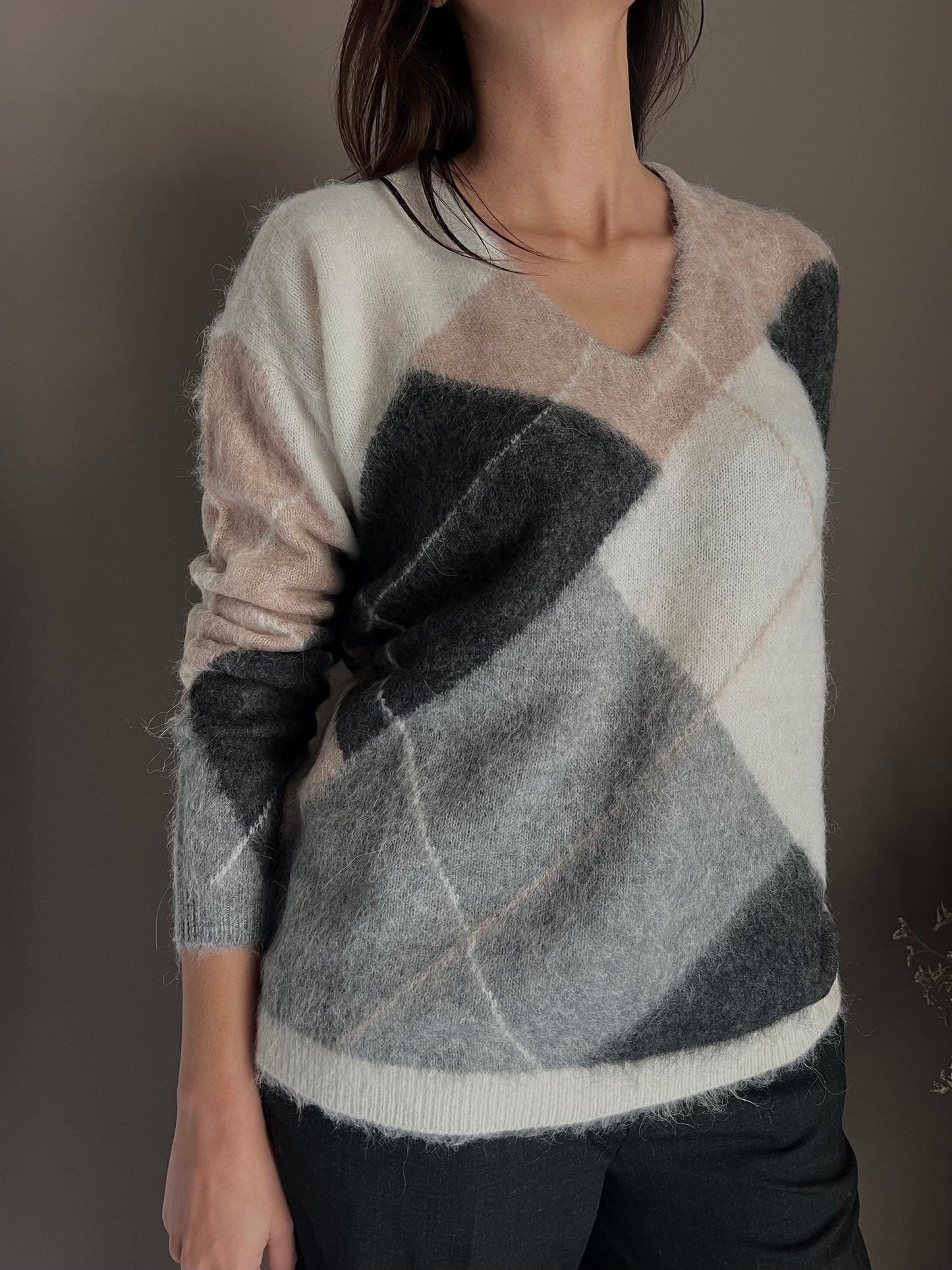 Maglia a Losanghe in misto lana e alpaca