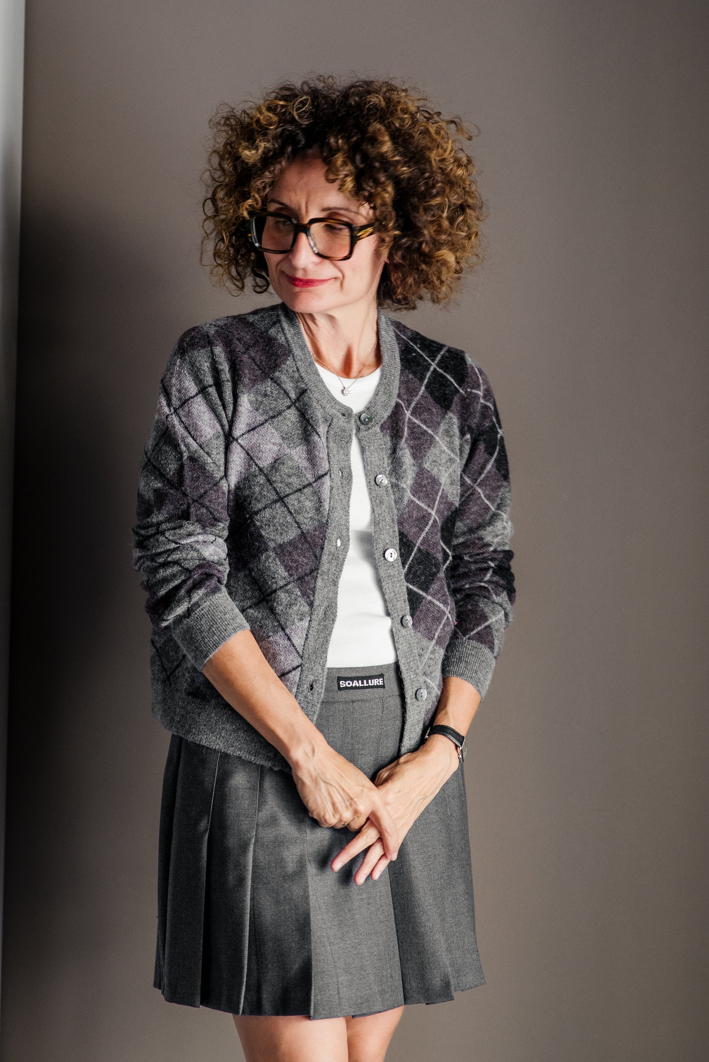 Cardigan Argyle grigio Alessia Santi