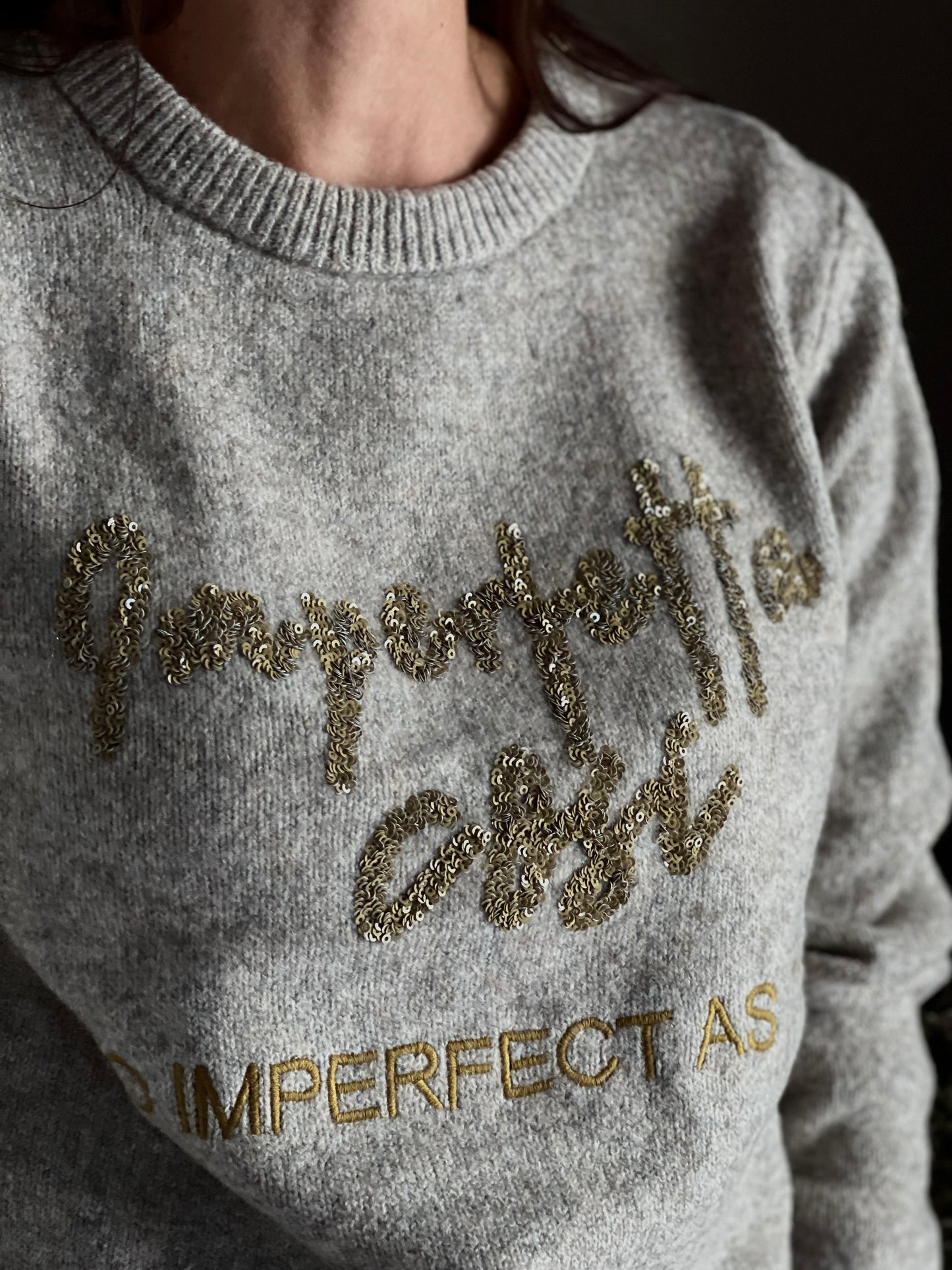 Maglia Mélange con scritta in paillettes