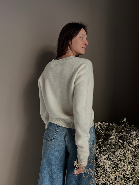 Maglia scollo a V in 100% cashemire milk