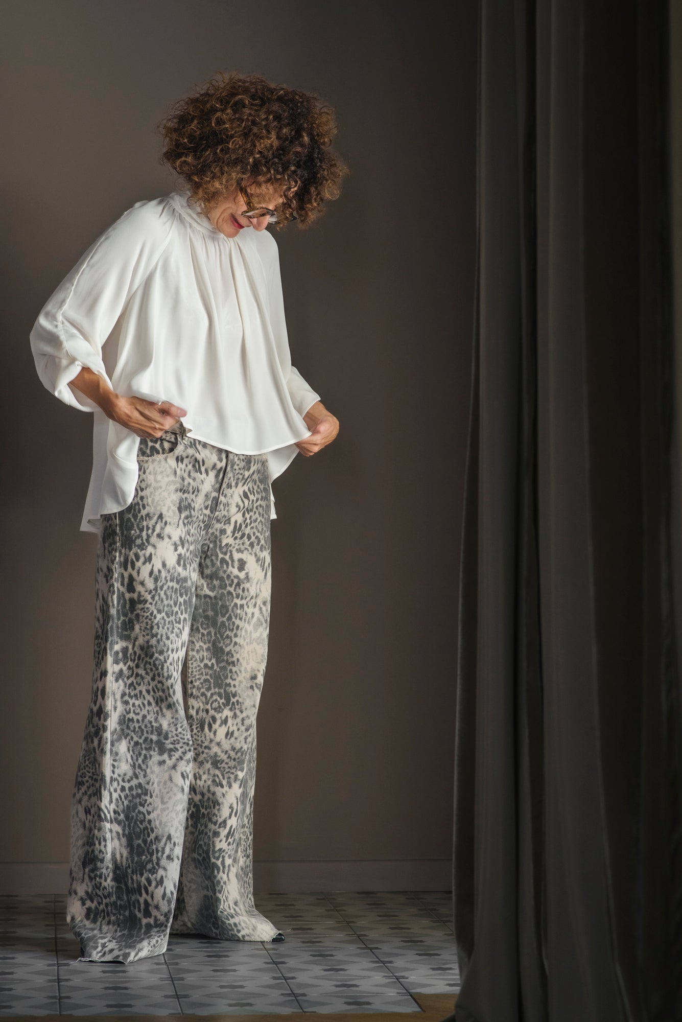 Blusa viscosa con dettaglio stola
