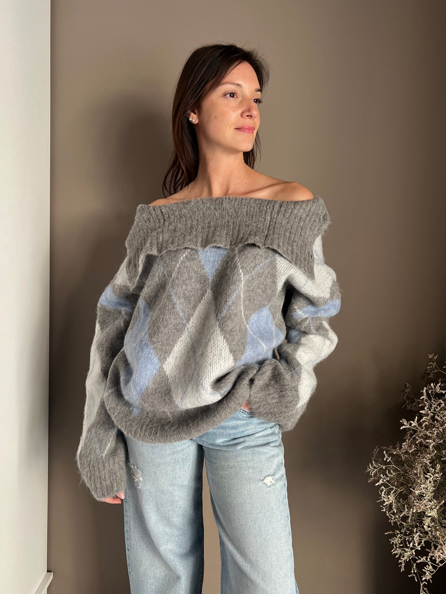 Maglia oversize losanghe Solo Tre
