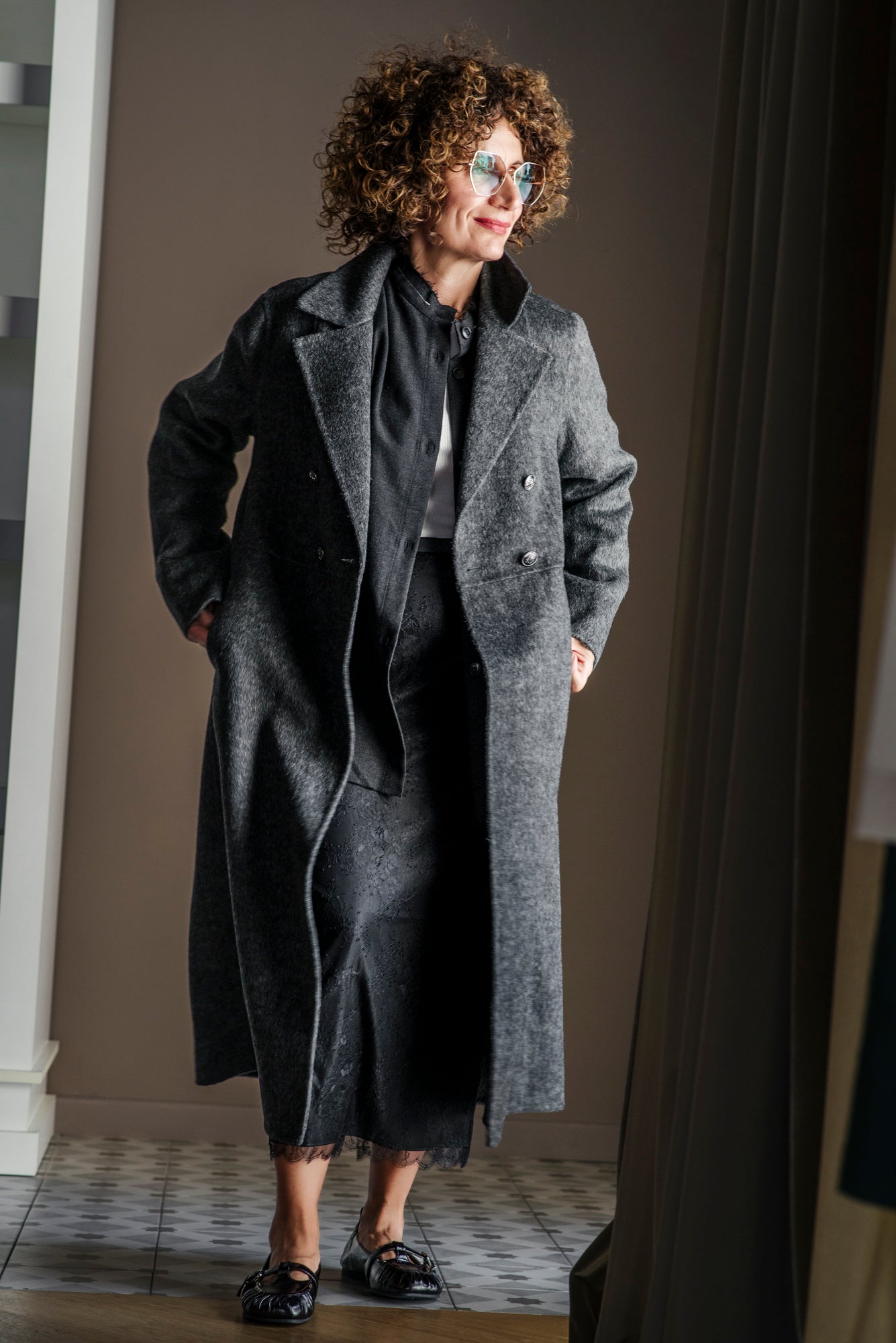 Cappotto doppio petto in panno di lana