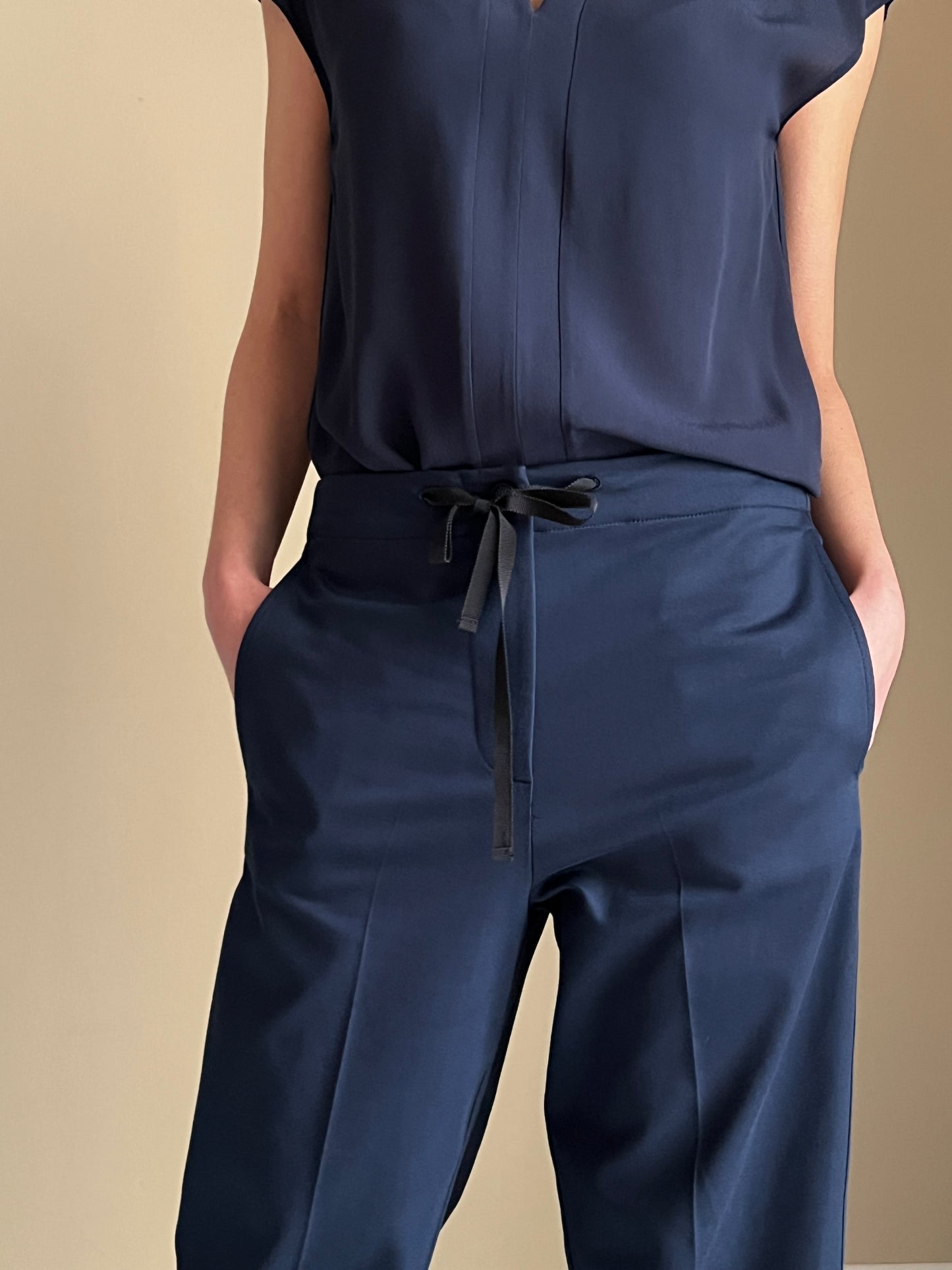 Pantalone in gabardine di cotone blu