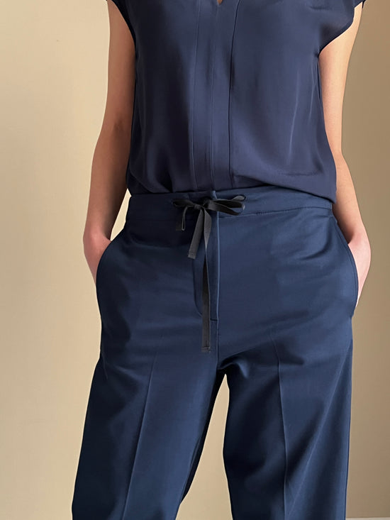 Pantalone in gabardine di cotone blu