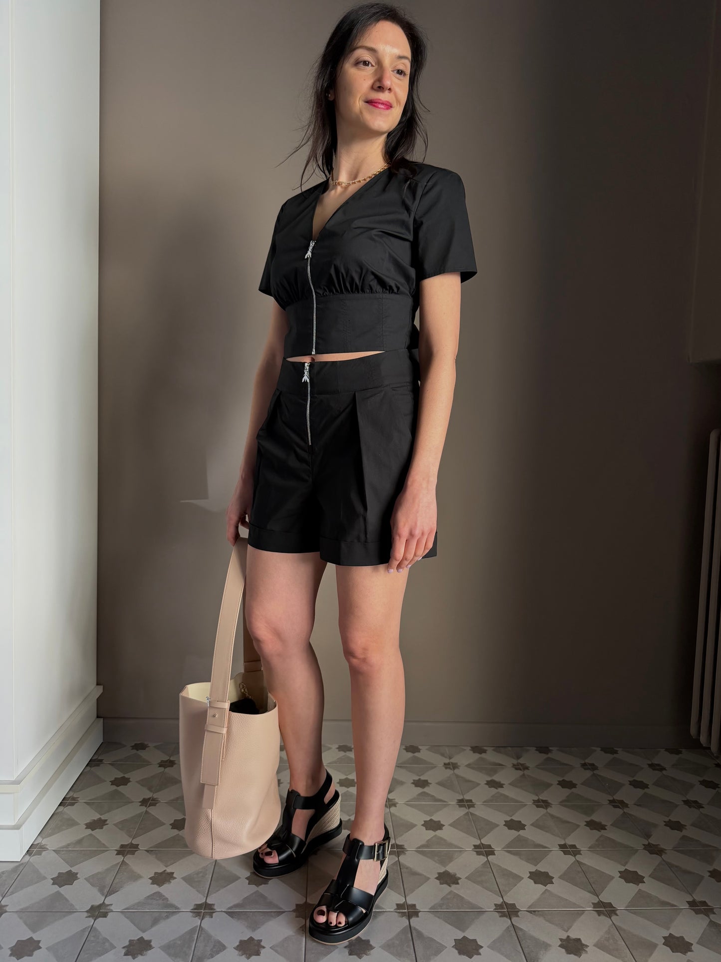 Shorts Patrizia Pepe in Popeline di Cotone
