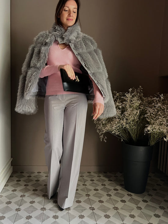 Pantalone elegante a palazzo “Essential” Gray melange