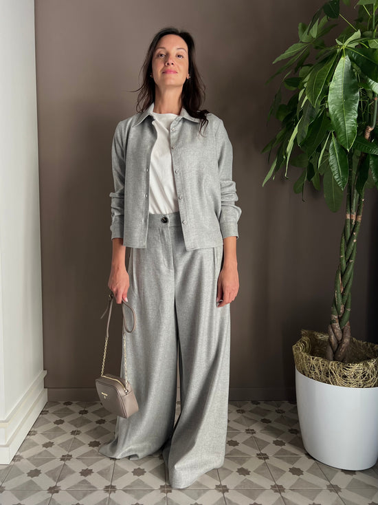 Camicia in flanella grigio perla