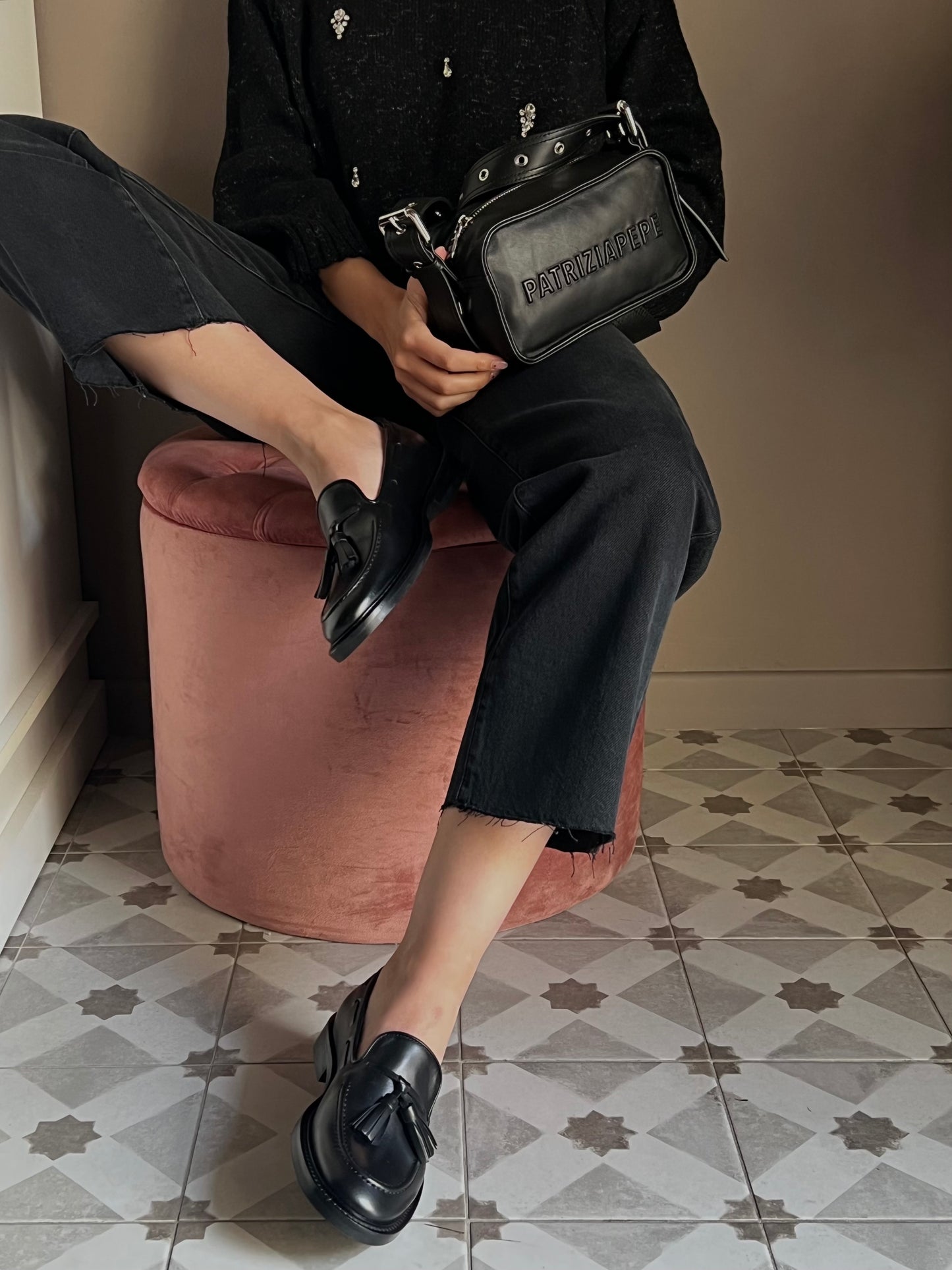 Mocassino in pelle con nappe
