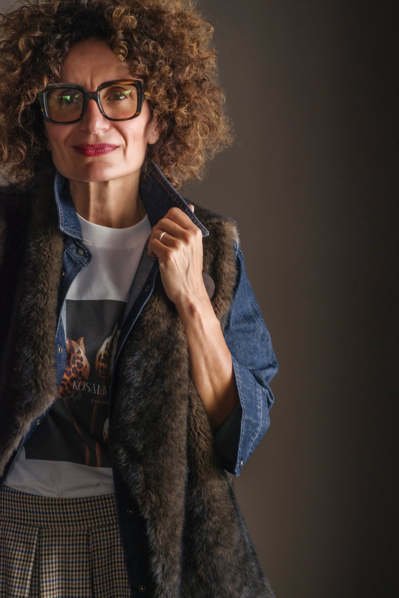 Gilet in ecopelliccia moro