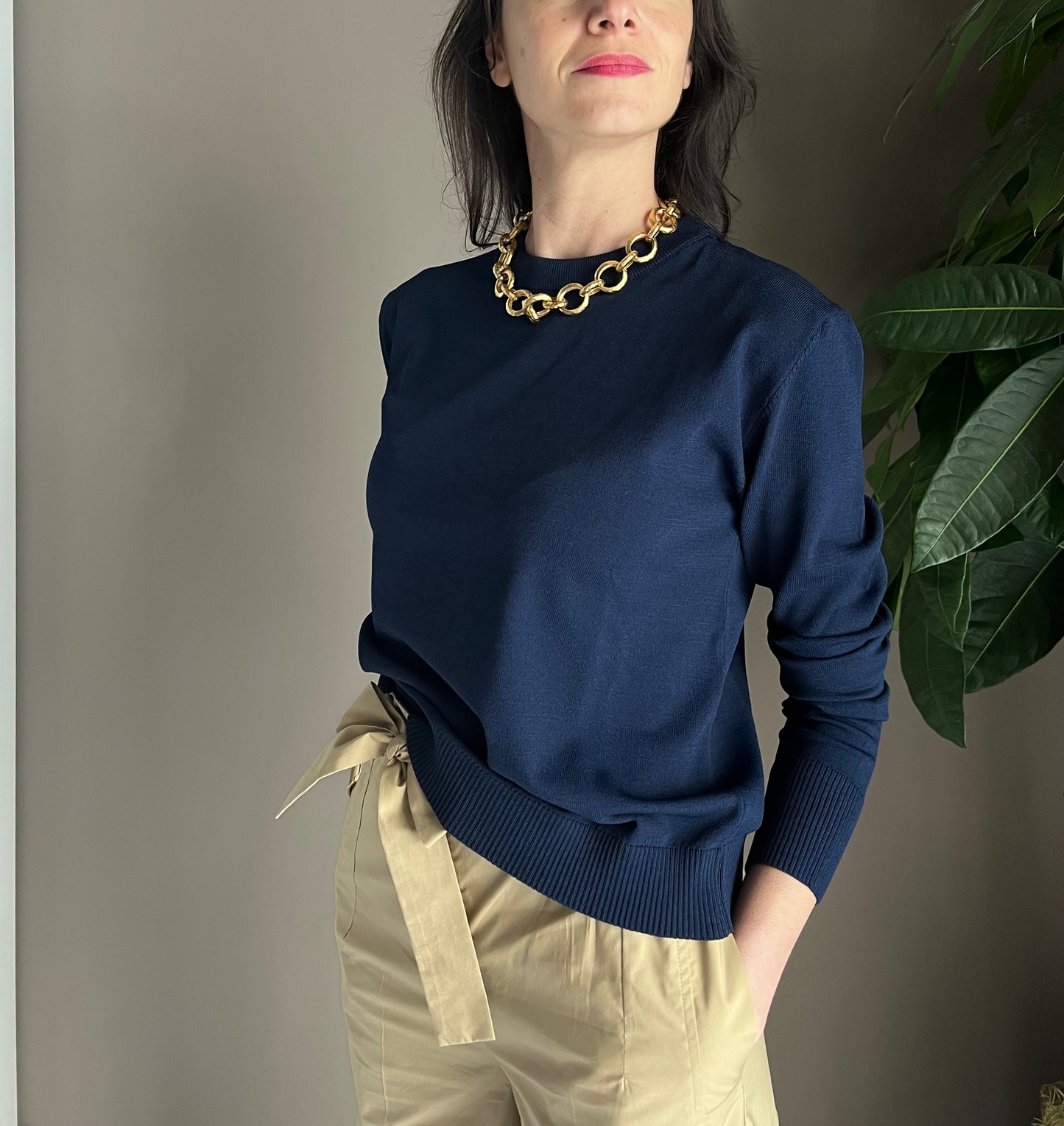 Maglia in viscosa manica lunga blu