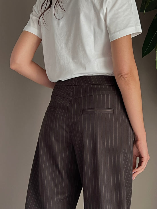 Pantalone maschile gessato fondente